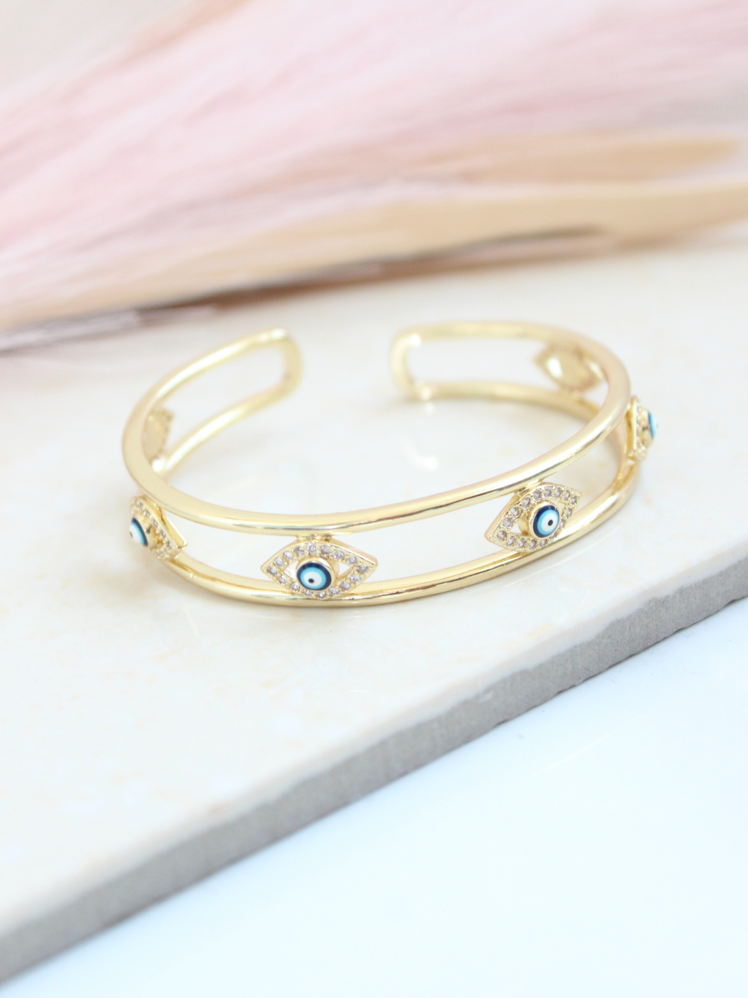 Hearts bangle, Star bangle & Evil eye bangle - 3 Bracelet Combo, trio at 25% Off