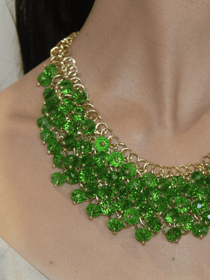 Green Beaded Chain Necklace