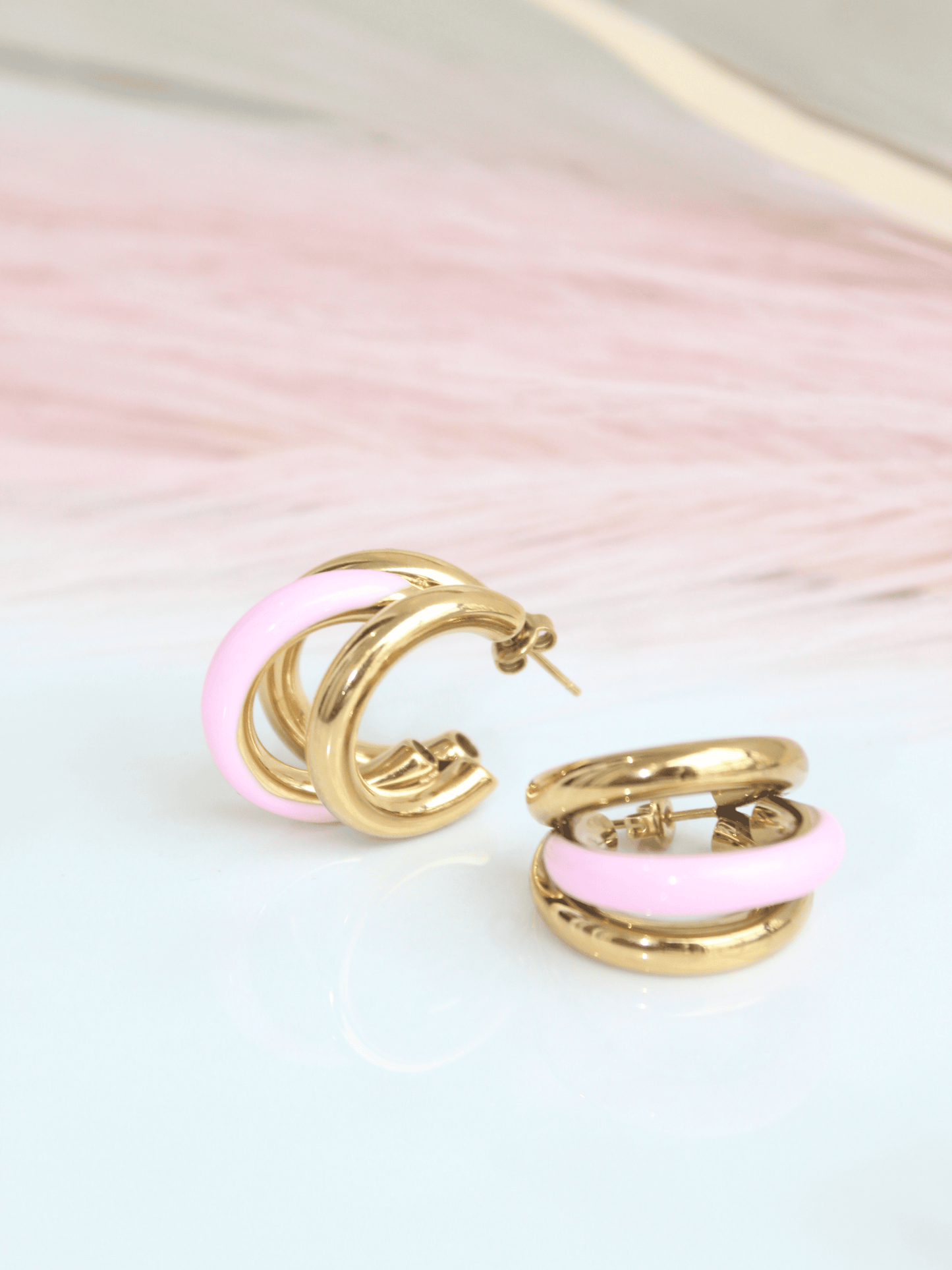 Twisted Pink Hoop Earring