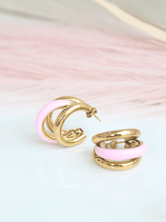 Twisted Pink Hoop Earring