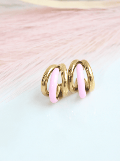 Twisted Pink Hoop Earring