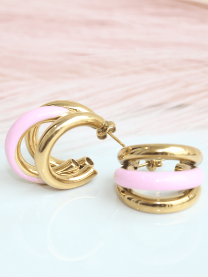 Twisted Pink Hoop Earring