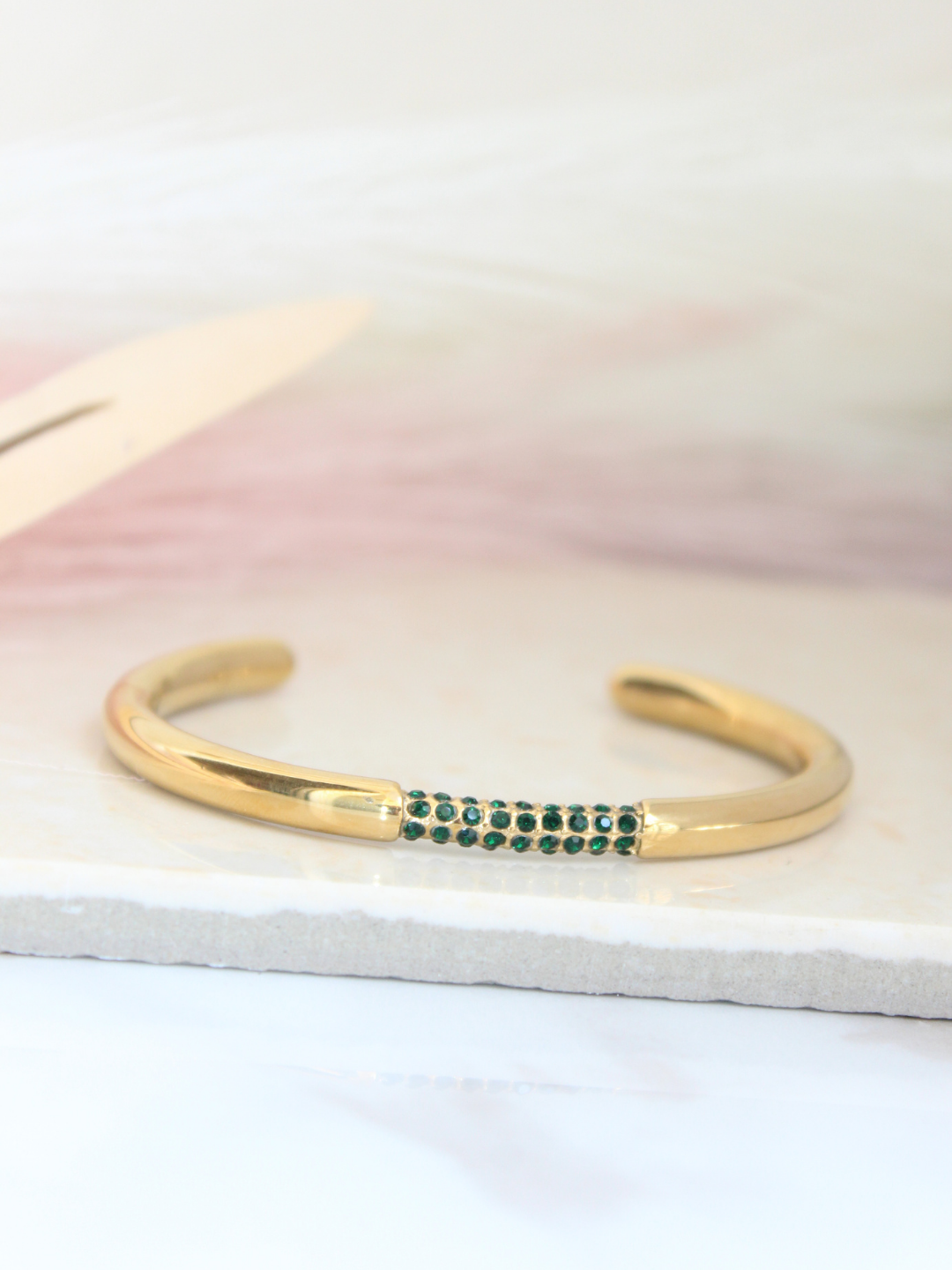 Green Beaded Bangle