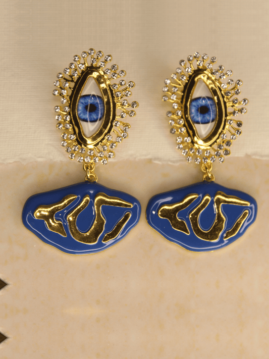 Blue Evil Eye Drop Earring