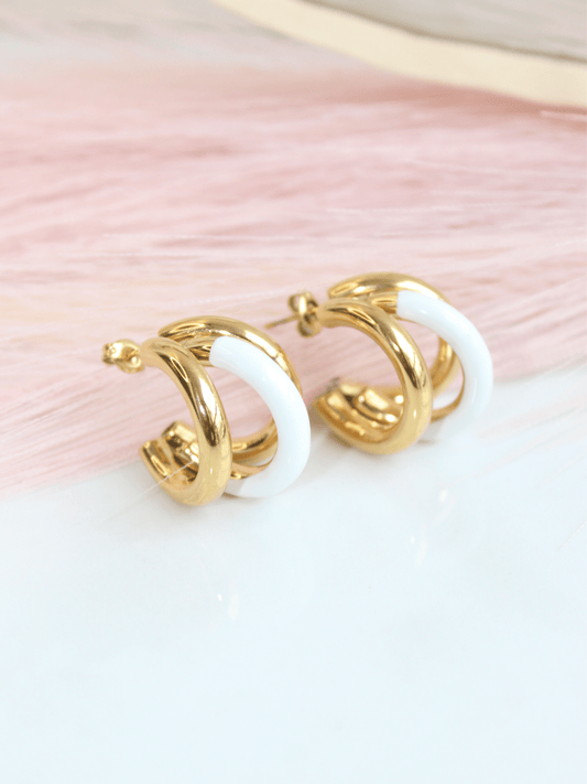 Twisted White Hoop Earring