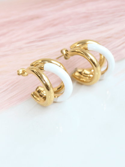 Twisted White Hoop Earring