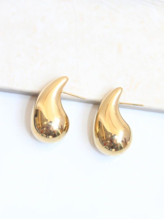 Golden Water Drop Earring