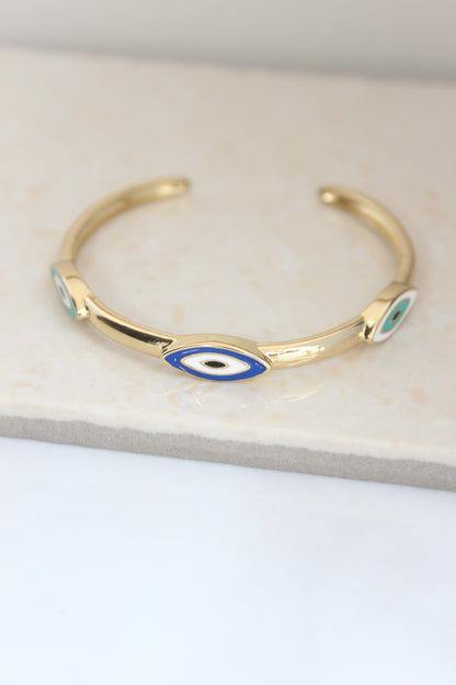 Stackable thin evil eye bangle