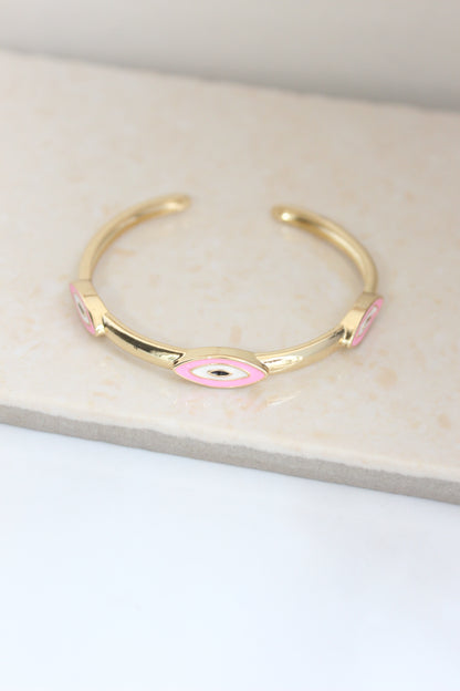 Stackable thin evil eye bangle