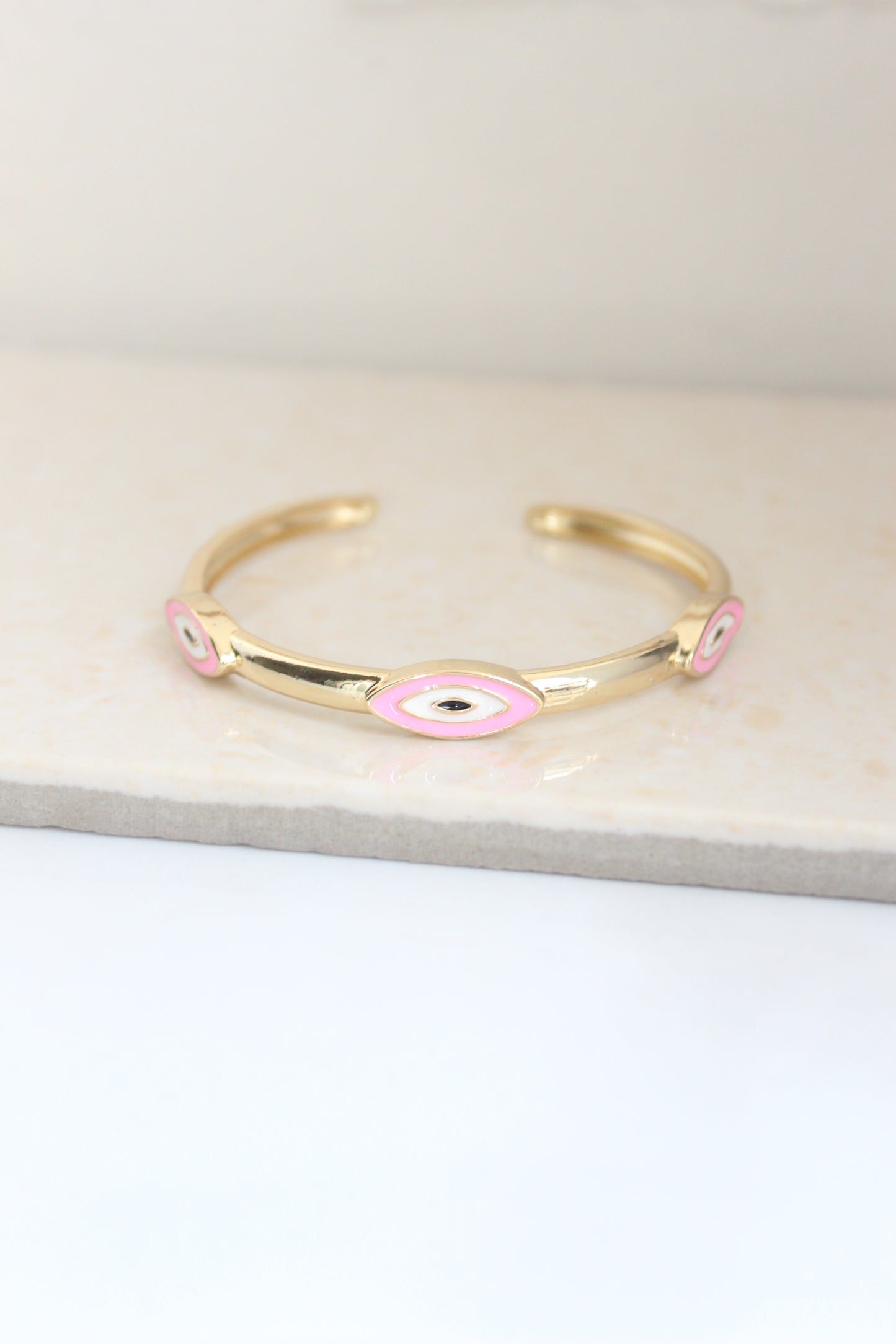 Stackable thin evil eye bangle