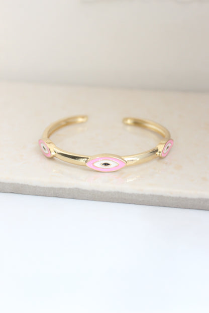 Stackable thin evil eye bangle