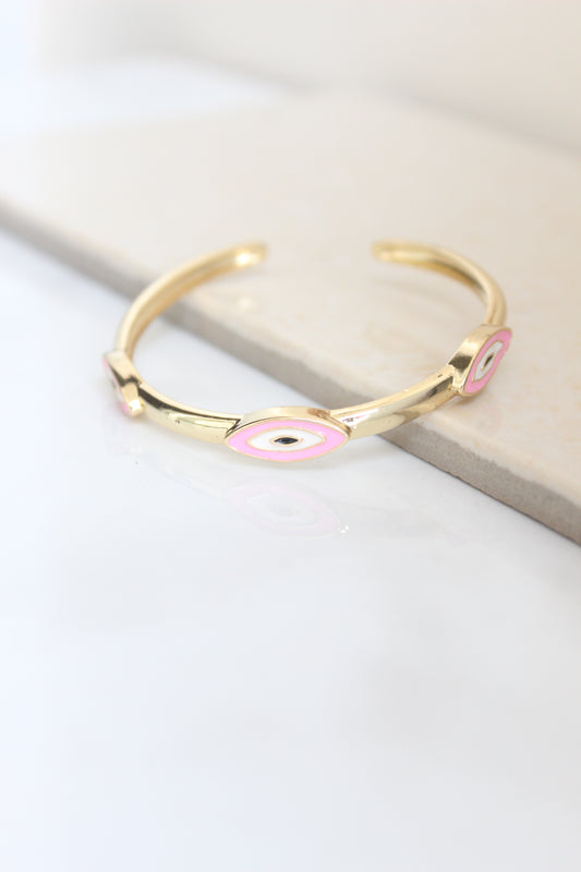 Stackable thin evil eye bangle