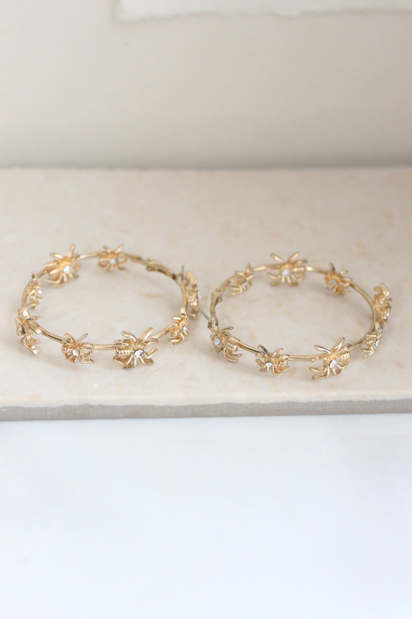 Spider hoop earrings