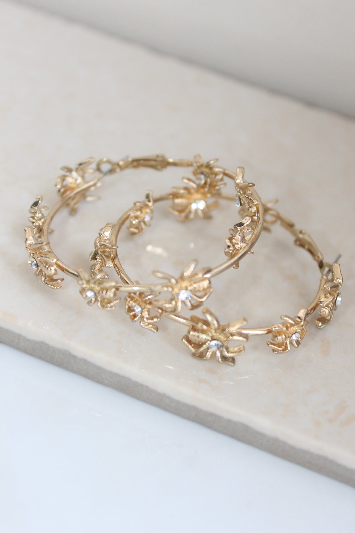 Spider hoop earrings