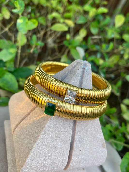 Twisted white & green bangle - 2 Bracelets at 25% Off